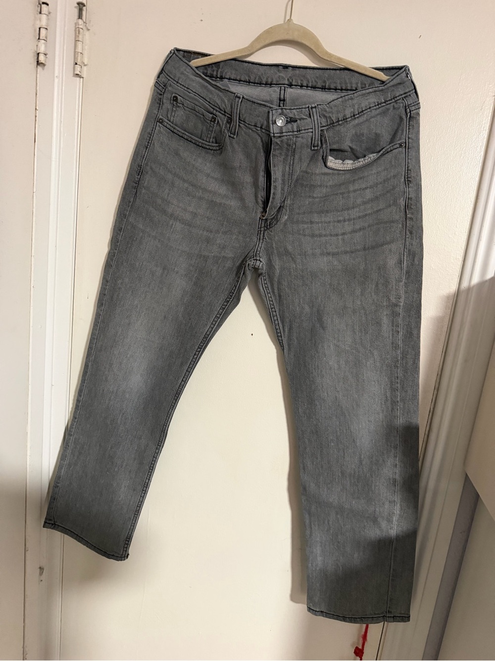 Levi's 514 Straight Fit Grey Wash Denim Jeans Men's Size 34x30